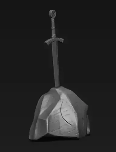 Excalibur sword on rock 3D print model