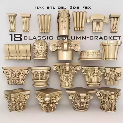 column-bracket ornate gold vase 3D model