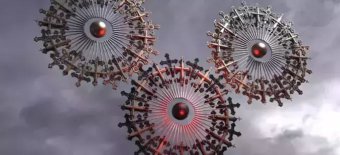 Golden Angel Vortex Ring Sculptures