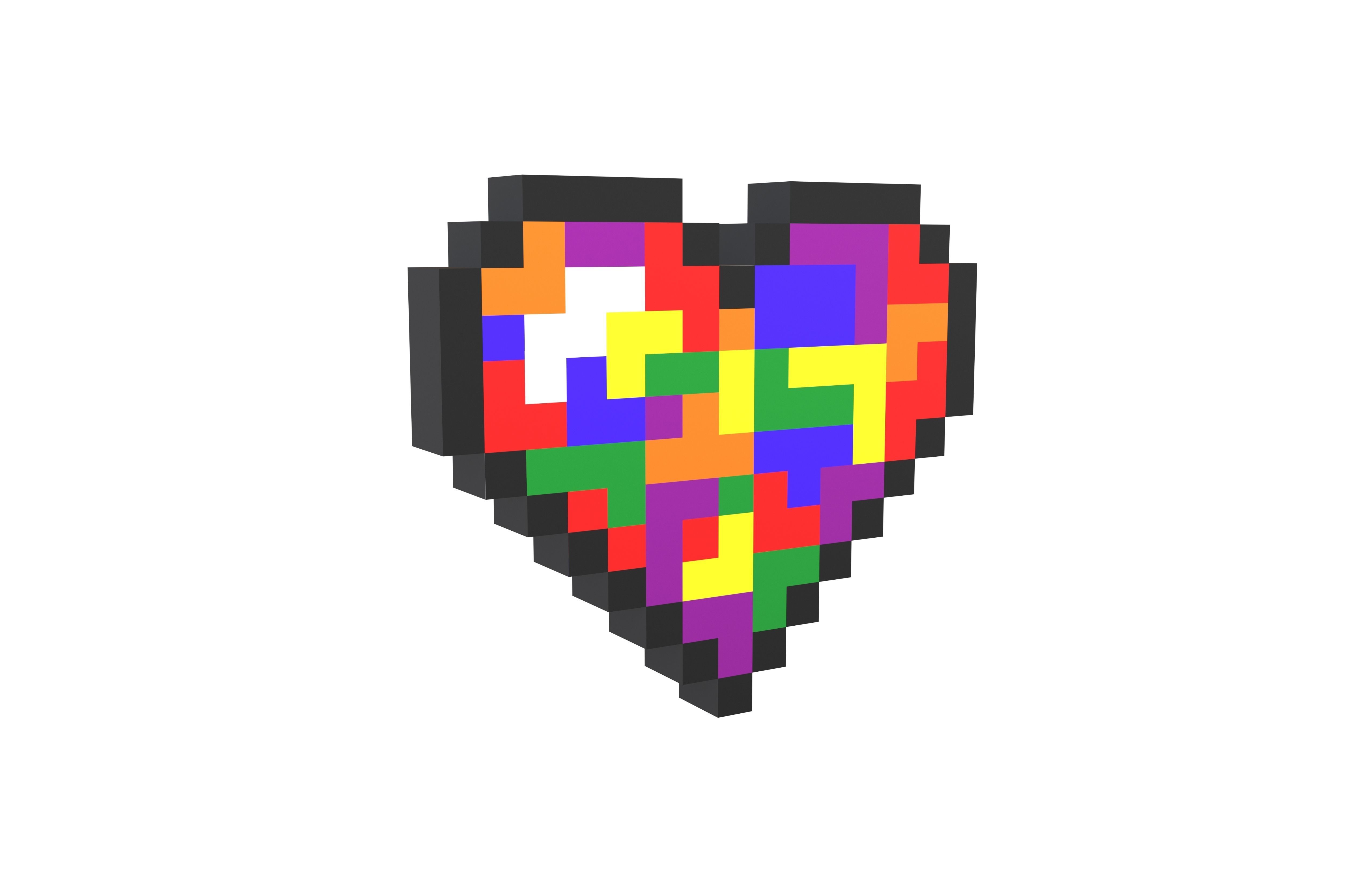Pixel Heart v1 010 Low-poly 3D model_1