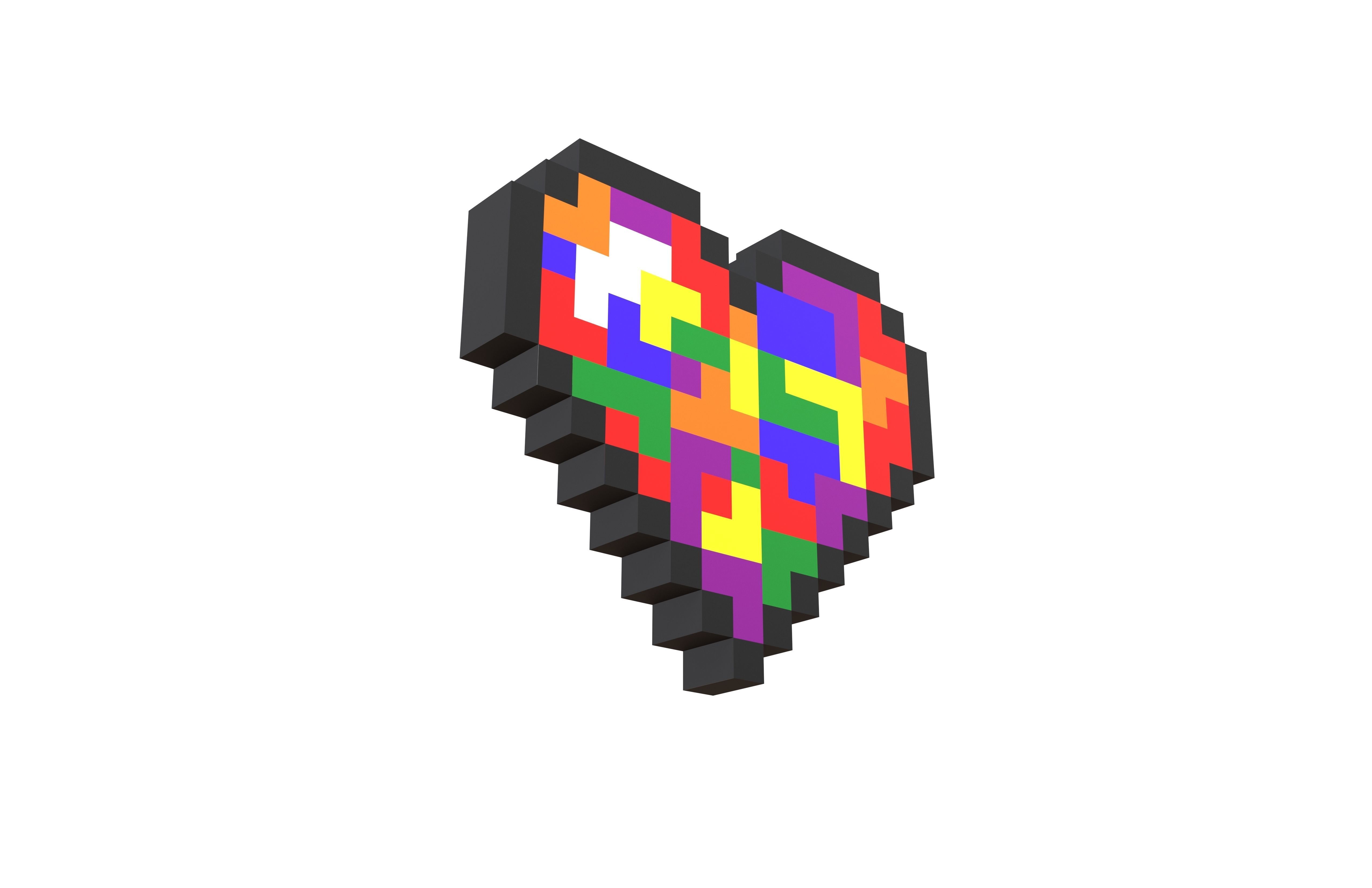 Pixel Heart v1 010 Low-poly 3D model_3