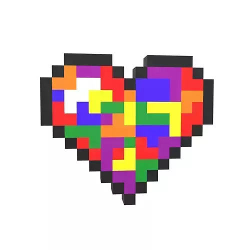 Pixel Heart v1 010 Low-poly 3D model