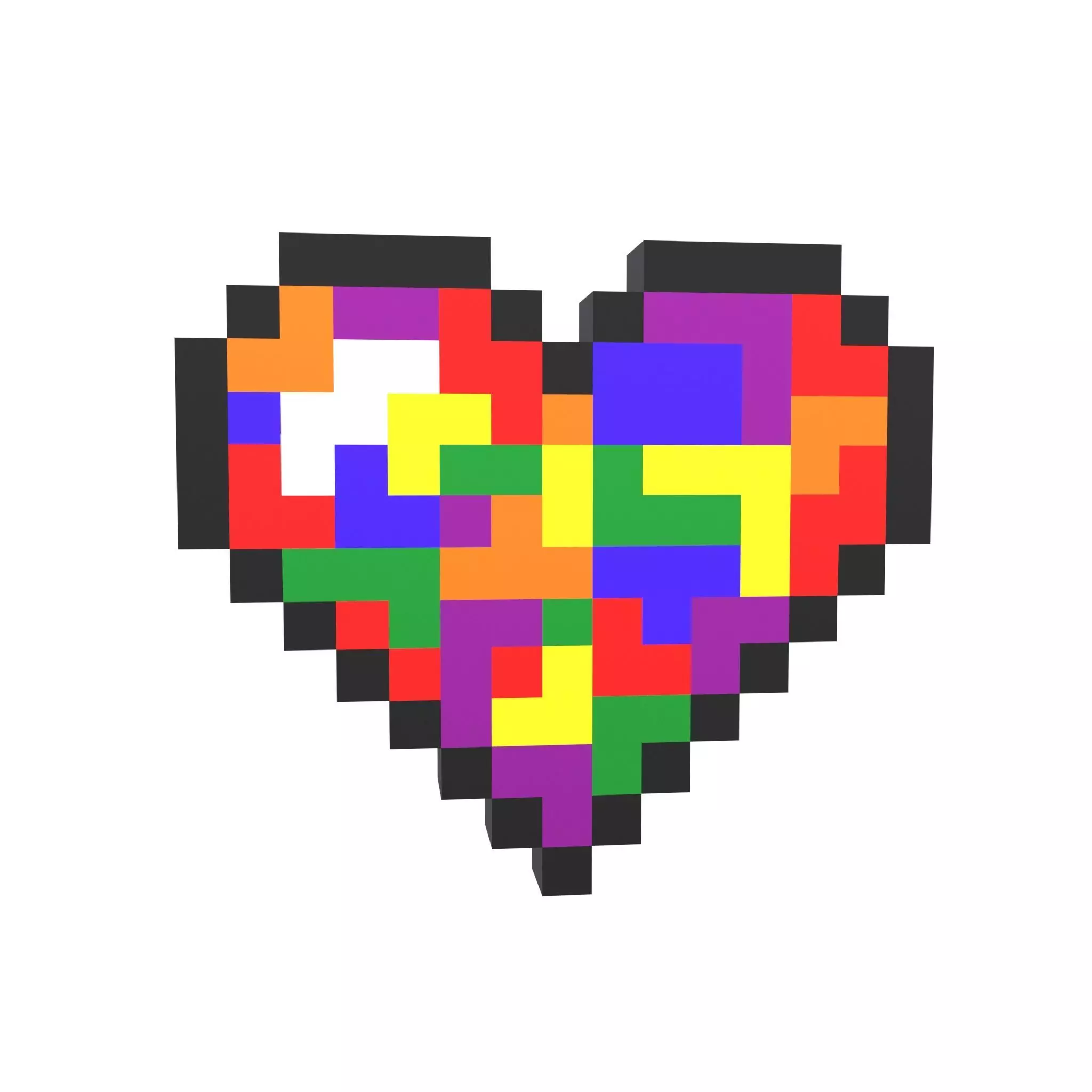 Pixel Heart v1 010 Low-poly 3D model_0