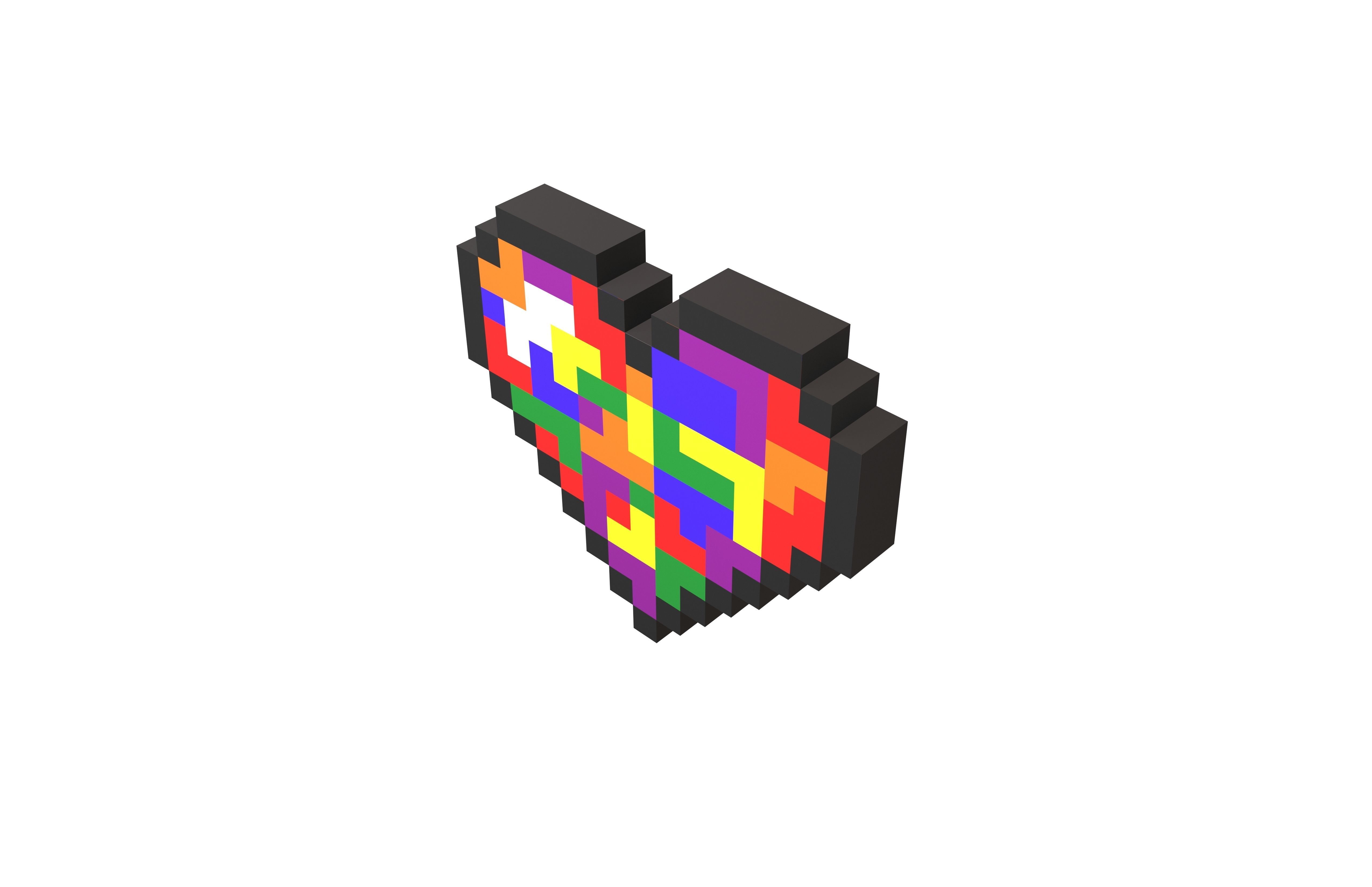Pixel Heart v1 010 Low-poly 3D model_2
