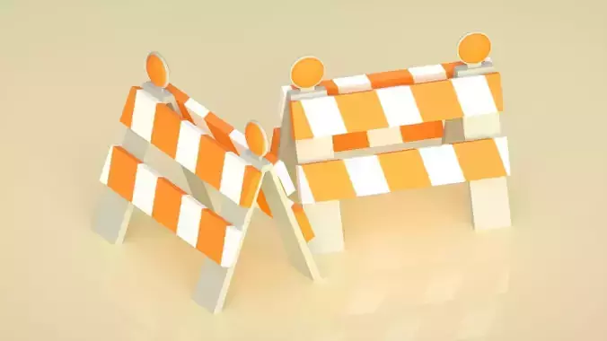 roadblock warning sign highway roadblock 3D model