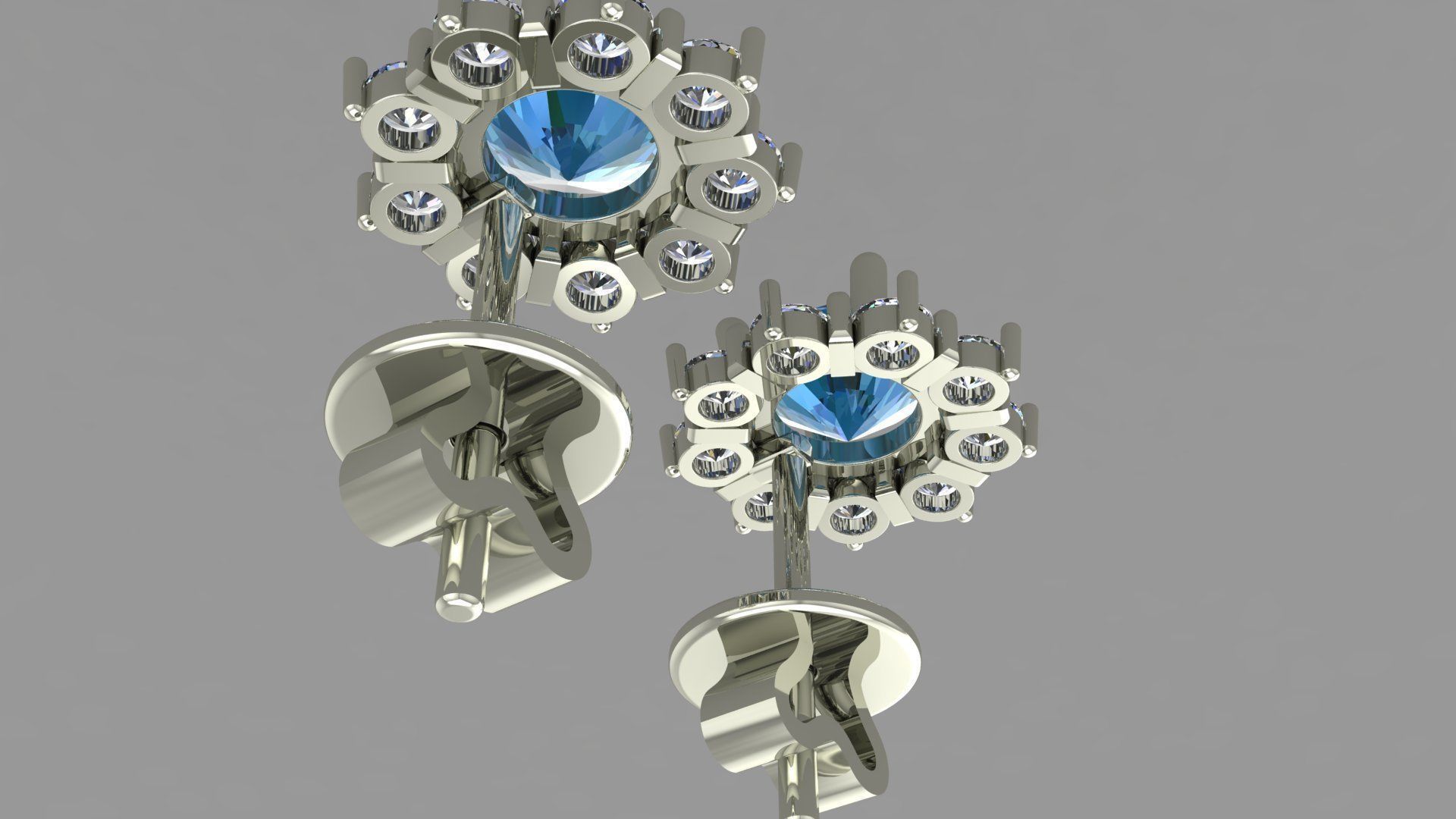 EARRING topaz stud earrings Free 3D print model_4