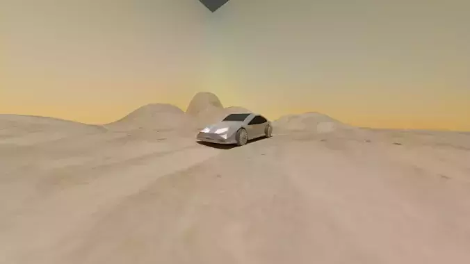 low poly car in desert