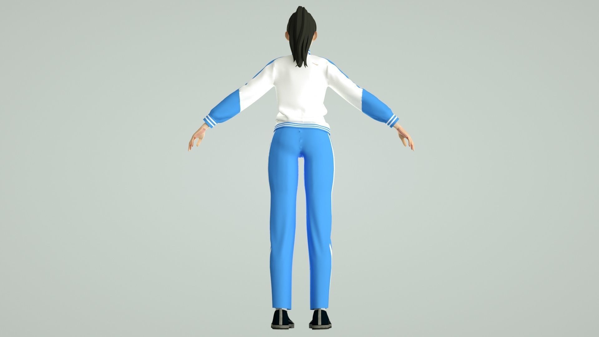 Chinese middle school student cartoon female student 3D model_6