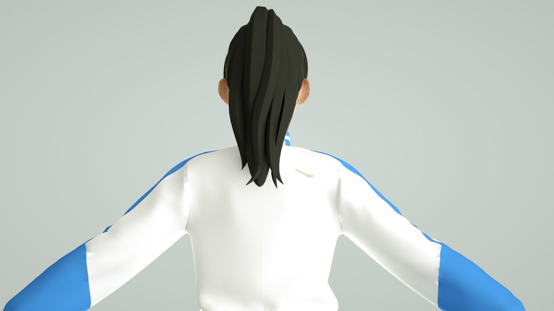 Chinese middle school student cartoon female student 3D model_12