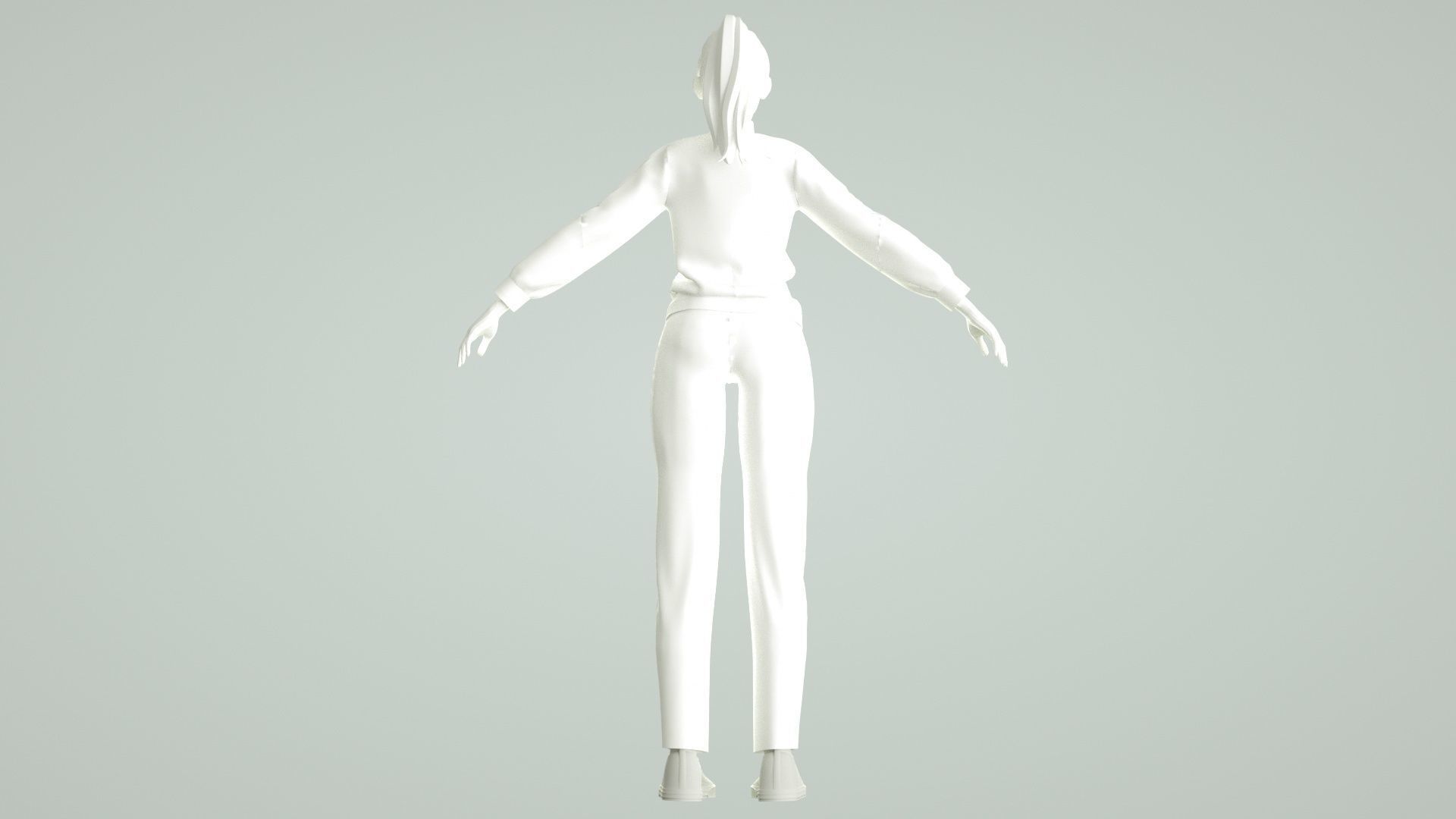 Chinese middle school student cartoon female student 3D model_15