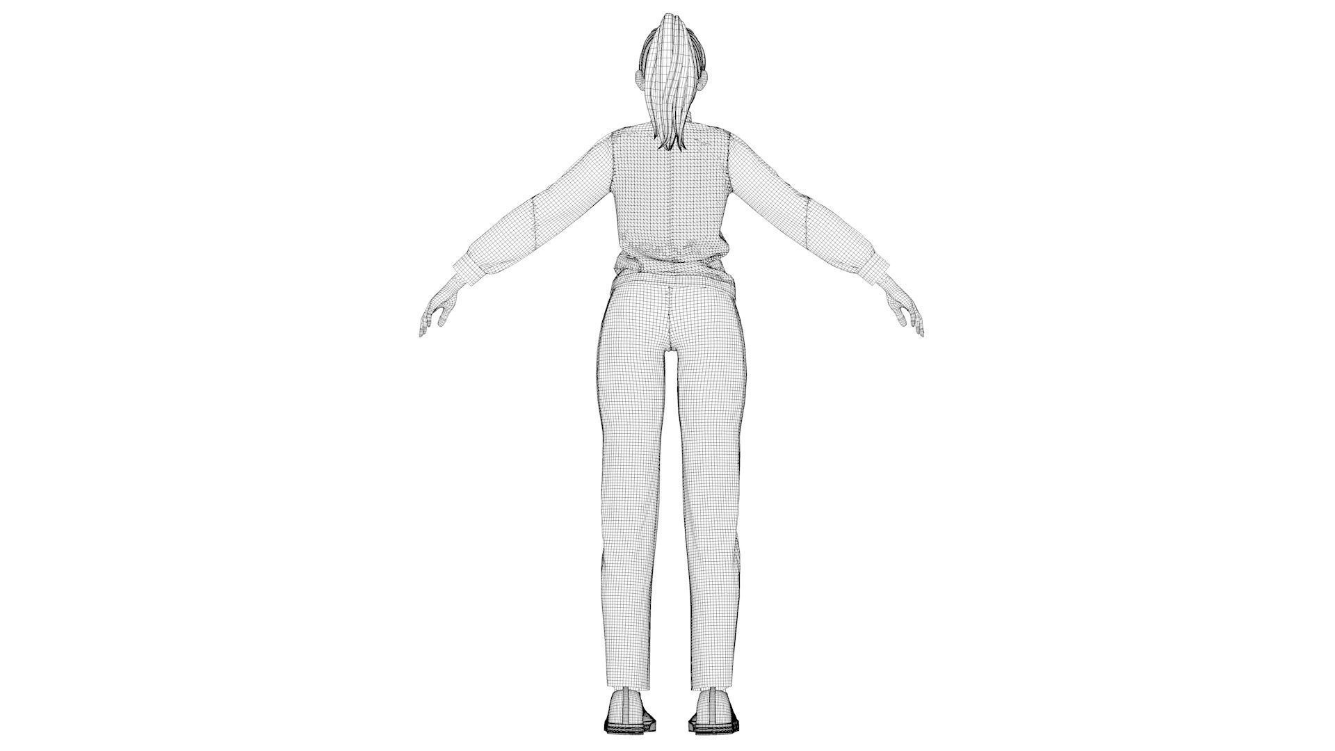 Chinese middle school student cartoon female student 3D model_18