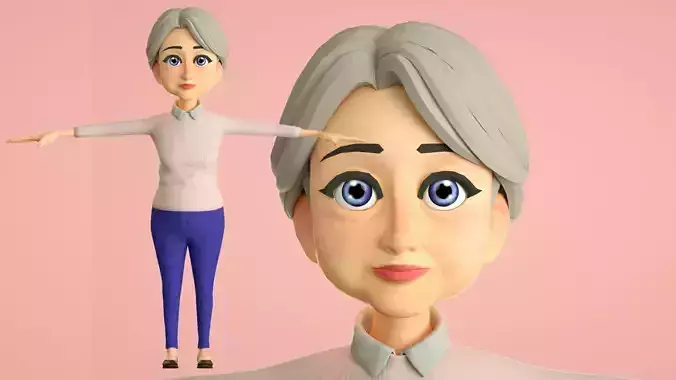 cartoon old lady old granny aunt aunt old man mother grandma 3D model