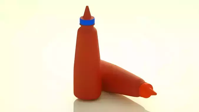bottled ketchup condiment 3D model