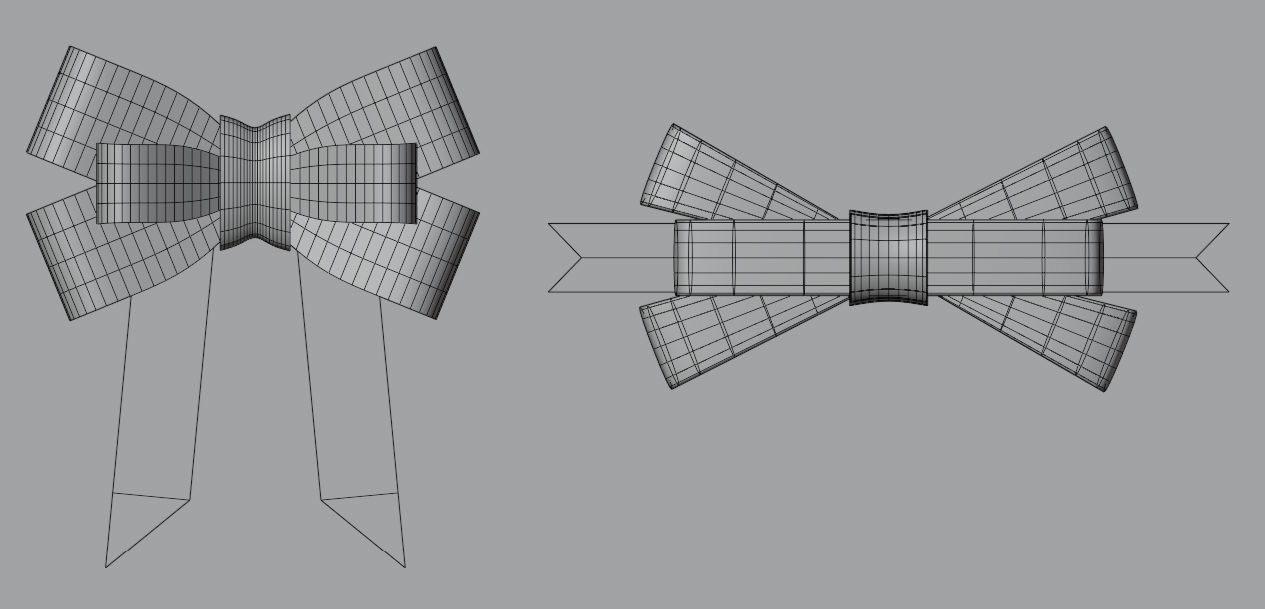 Ribbon bow set 3D model_6