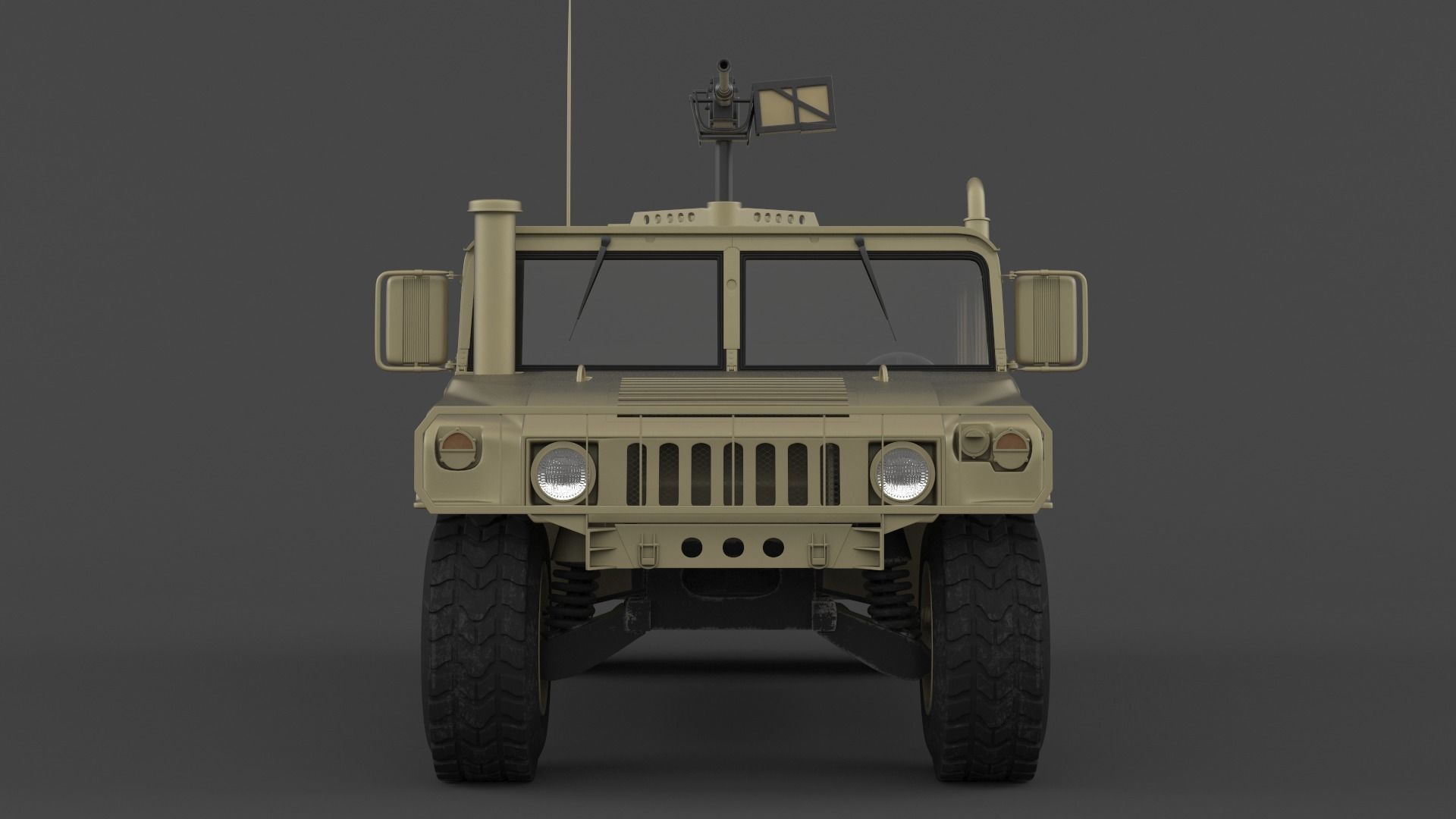Humvee military vehicle with gun on top 3D model_2