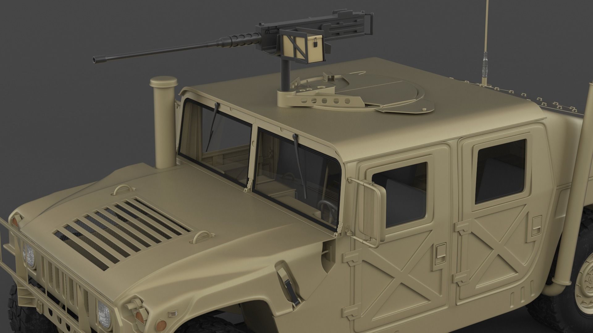 Humvee military vehicle with gun on top 3D model_7