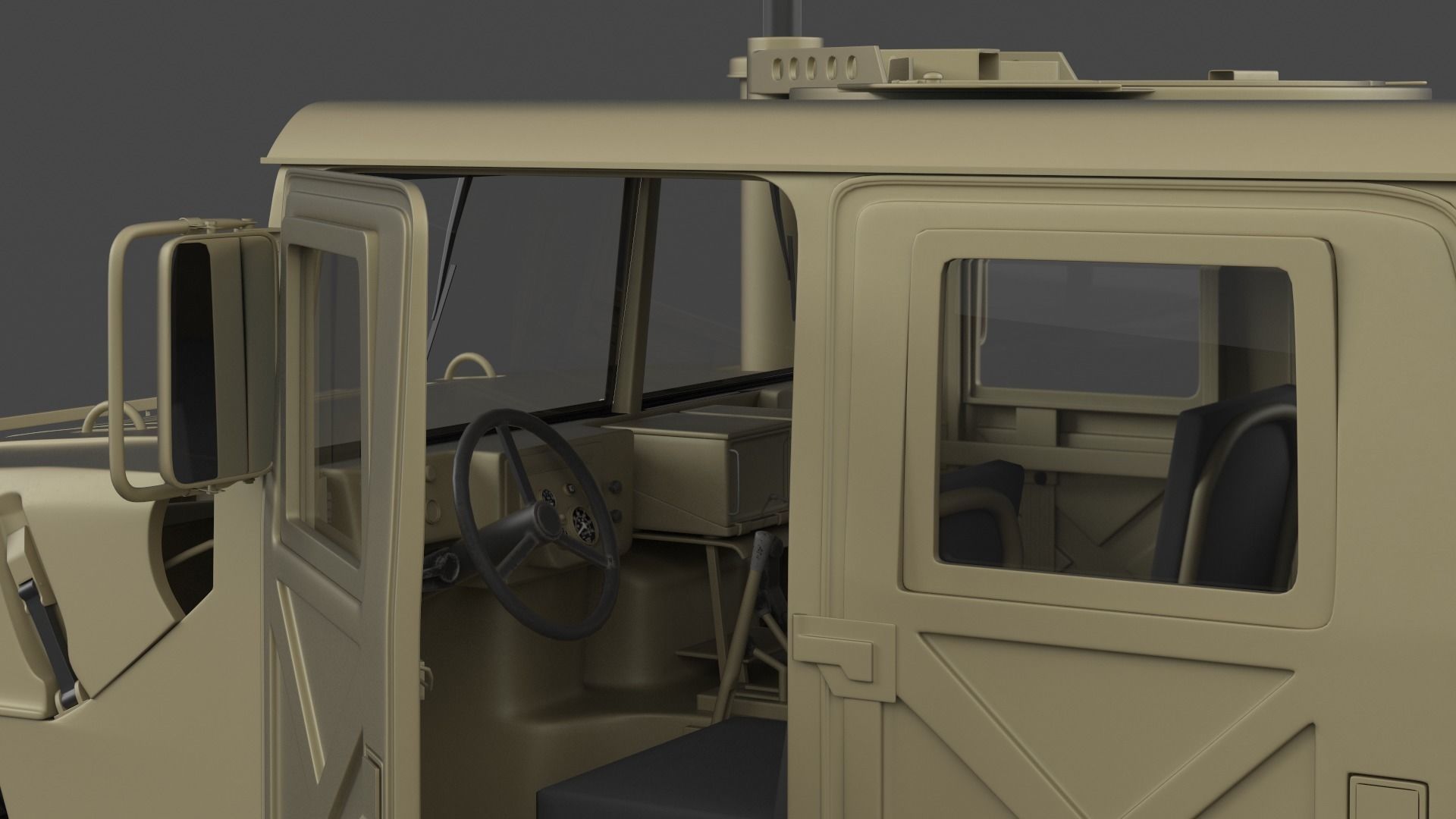 Humvee military vehicle with gun on top 3D model_8