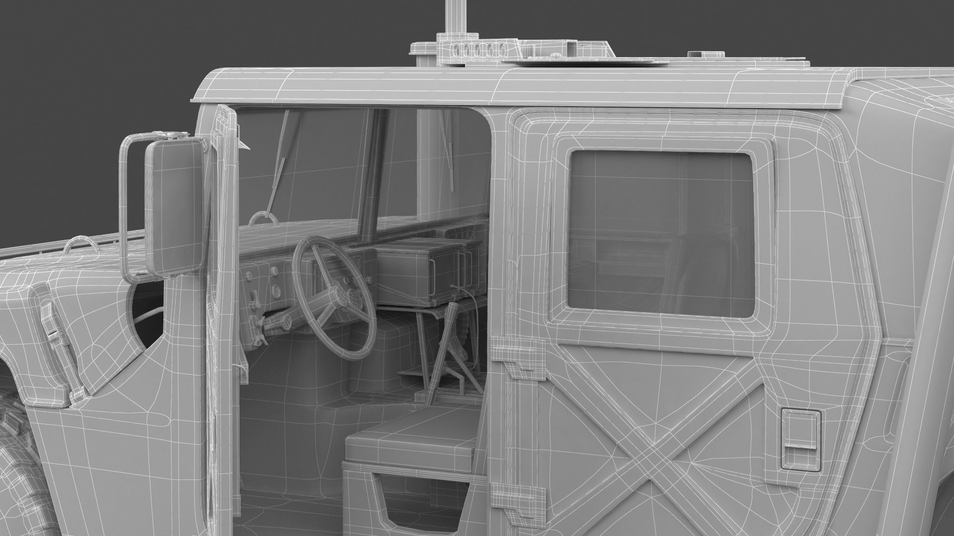 Humvee military vehicle with gun on top 3D model_17