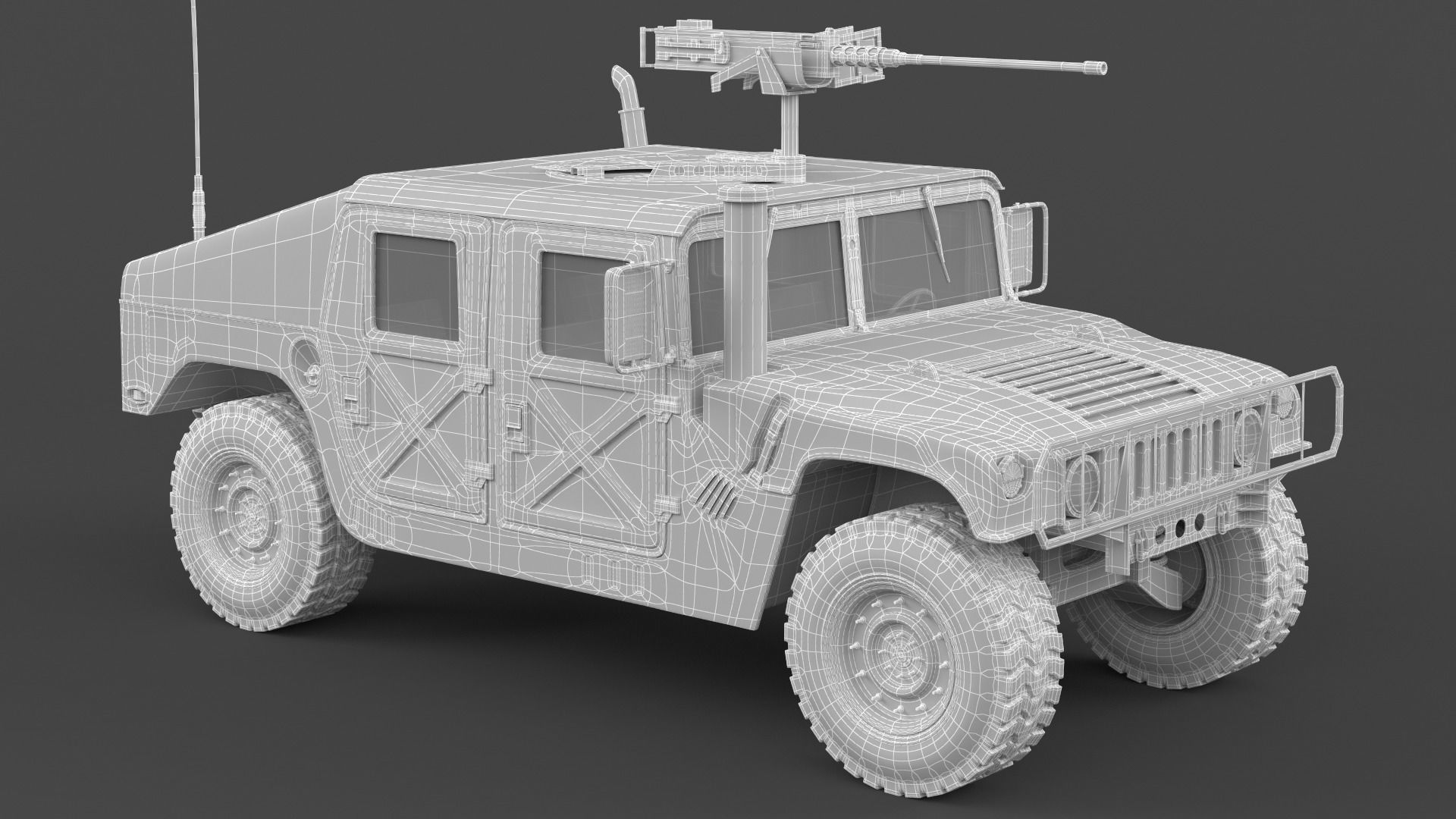 Humvee military vehicle with gun on top 3D model_15