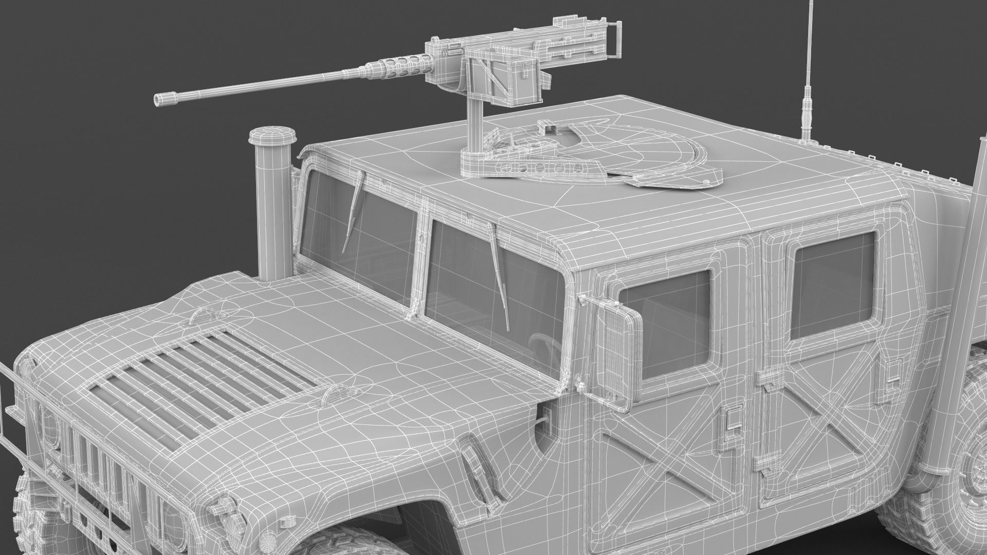Humvee military vehicle with gun on top 3D model_16
