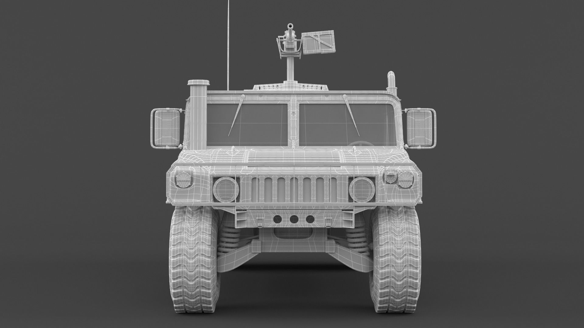 Humvee military vehicle with gun on top 3D model_11