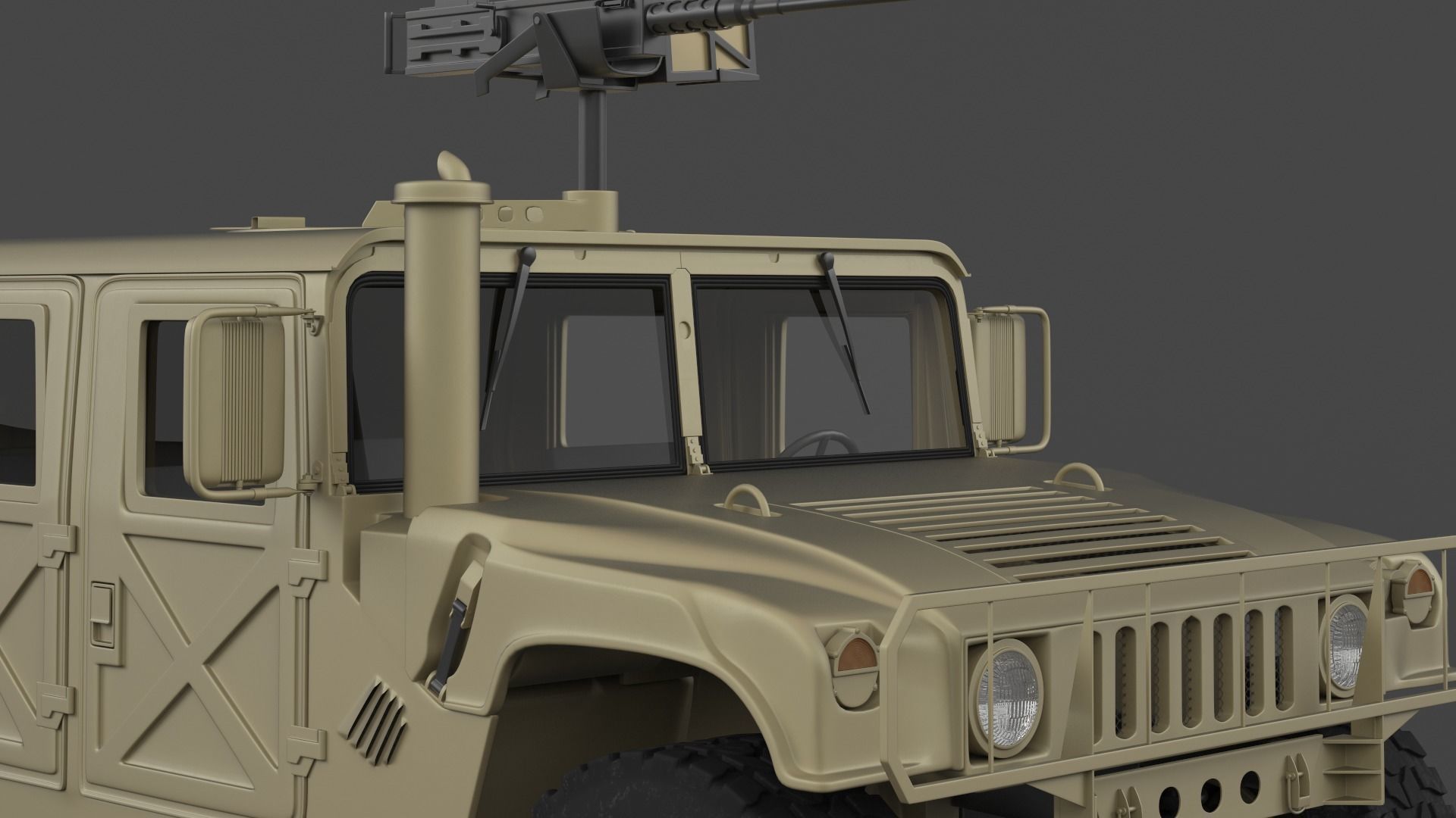 Humvee military vehicle with gun on top 3D model_4