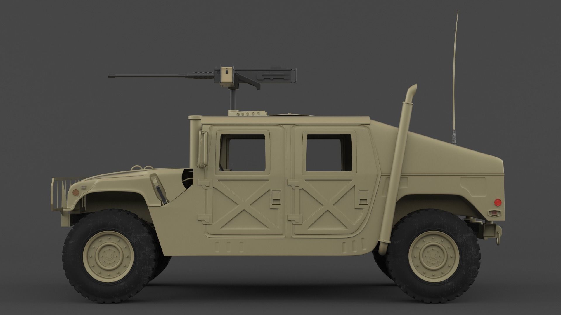 Humvee military vehicle with gun on top 3D model_5