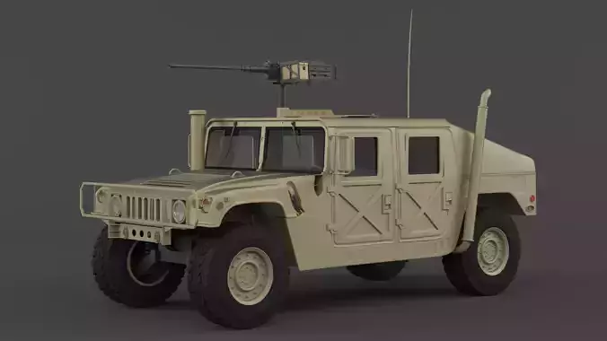 Humvee military vehicle with gun on top 3D model