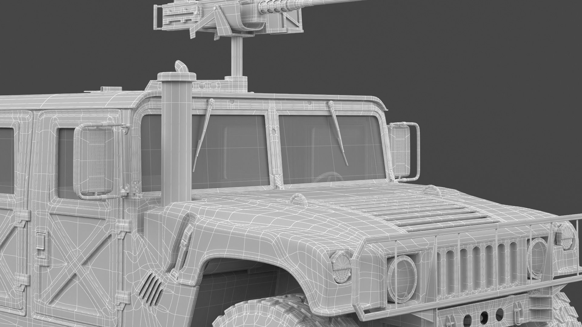 Humvee military vehicle with gun on top 3D model_13