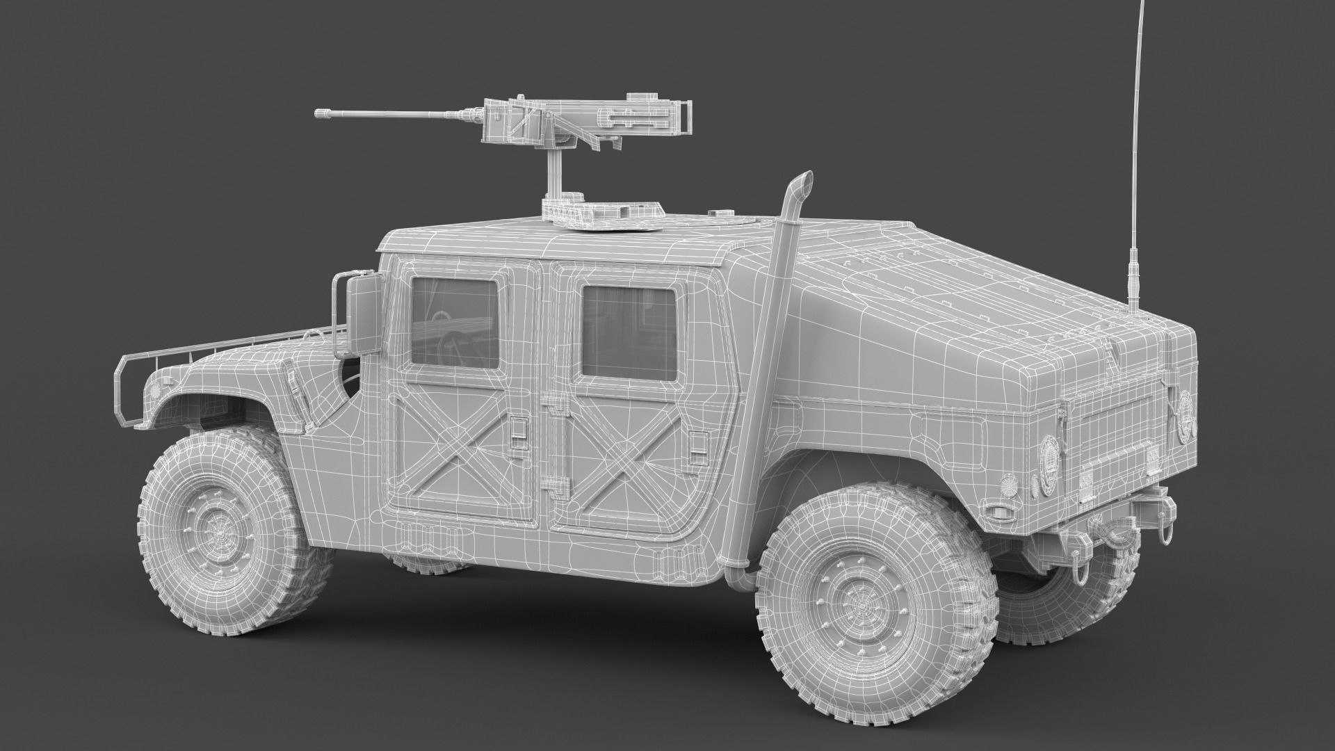 Humvee military vehicle with gun on top 3D model_10