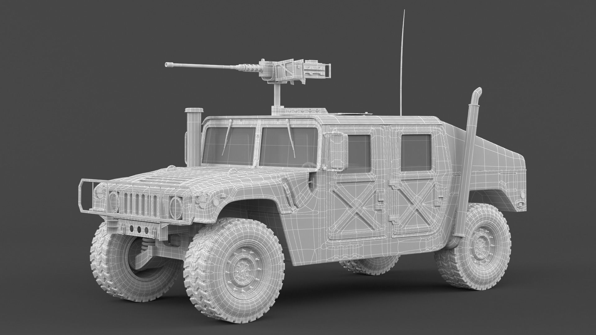 Humvee military vehicle with gun on top 3D model_9