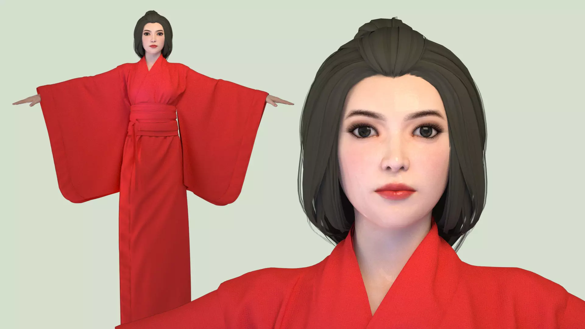 Cartoon Hanfu women Hanfu chest-length skirts 3D model