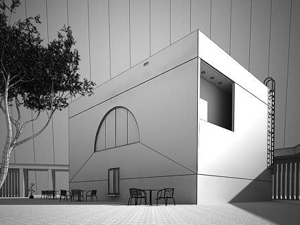 Modern House With Ladder 3D model_1