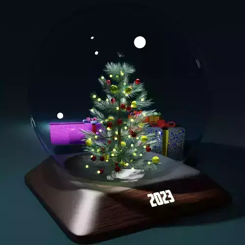 Christmas Glass Ball with Christmas Tree modular Free 3D model