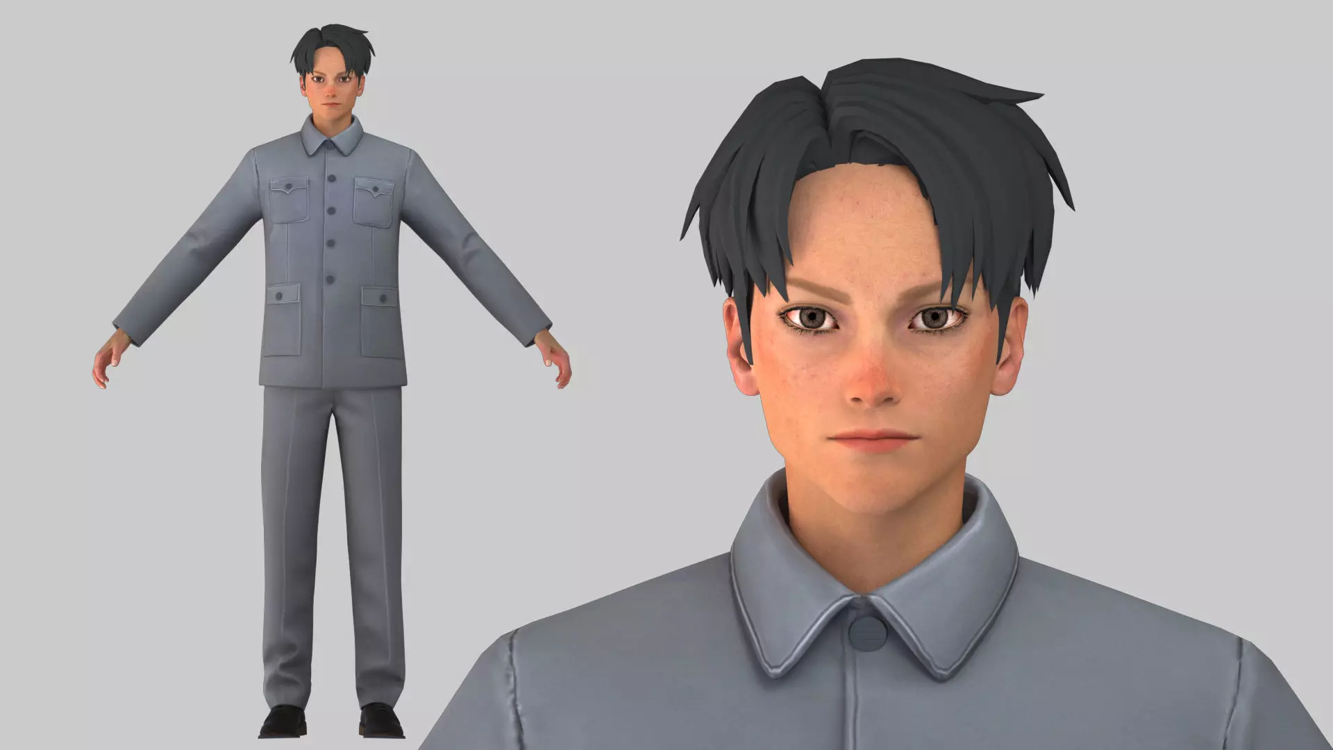 Cartoon MrRepublic of China Student Tunic Youth Teenager 3D model