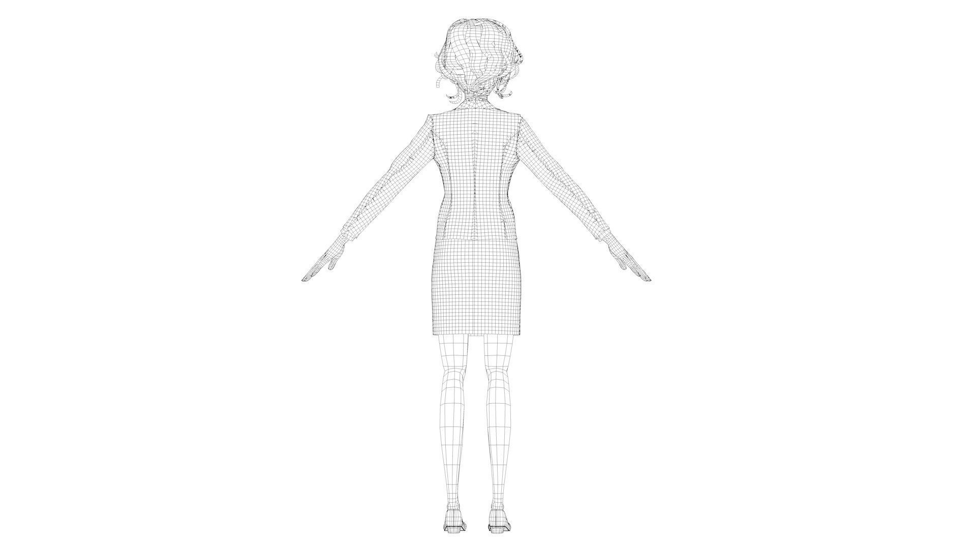 Cartoon female suit white-collar sister secretary clerk 3D model_15