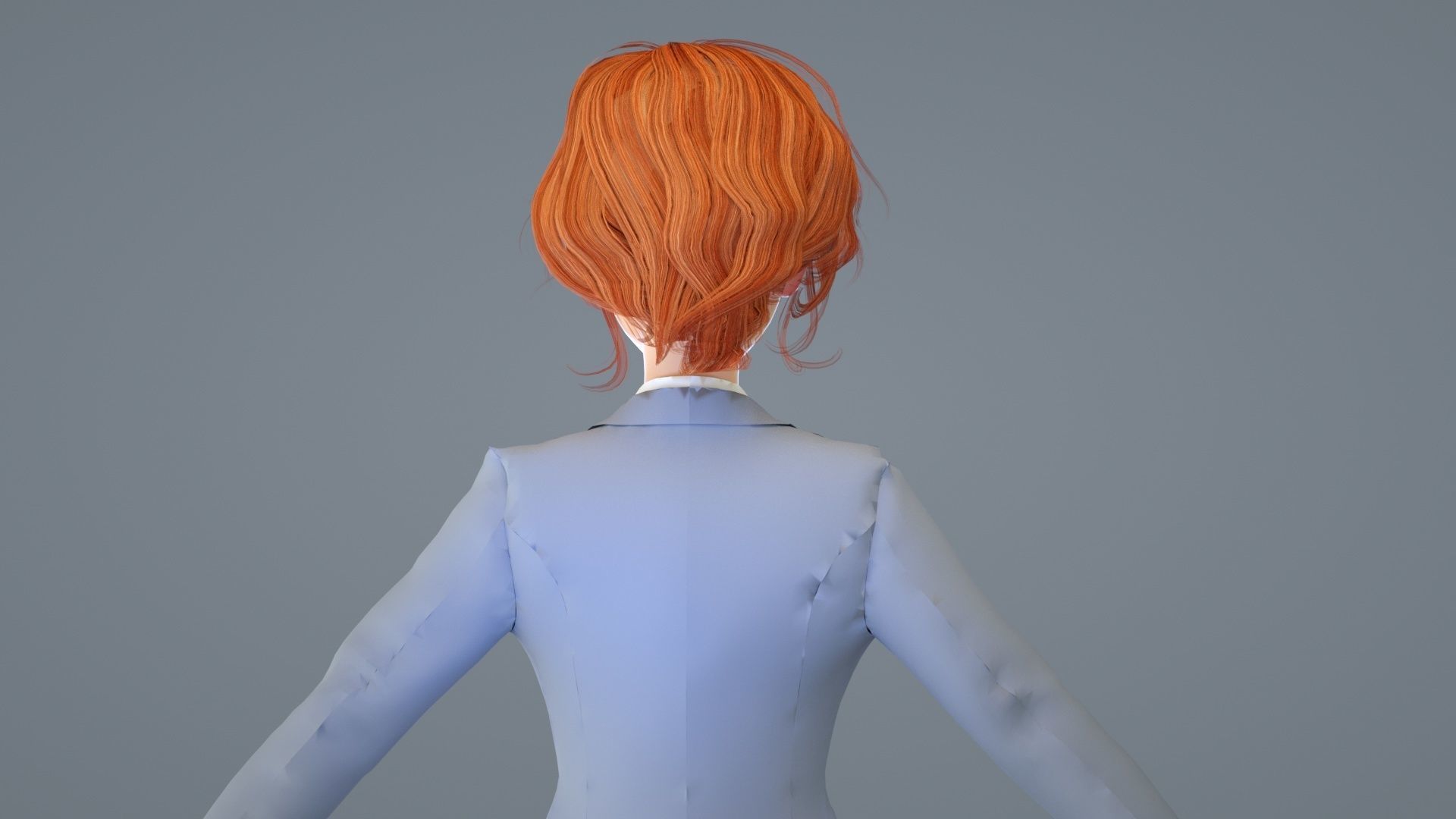 Cartoon female suit white-collar sister secretary clerk 3D model_6