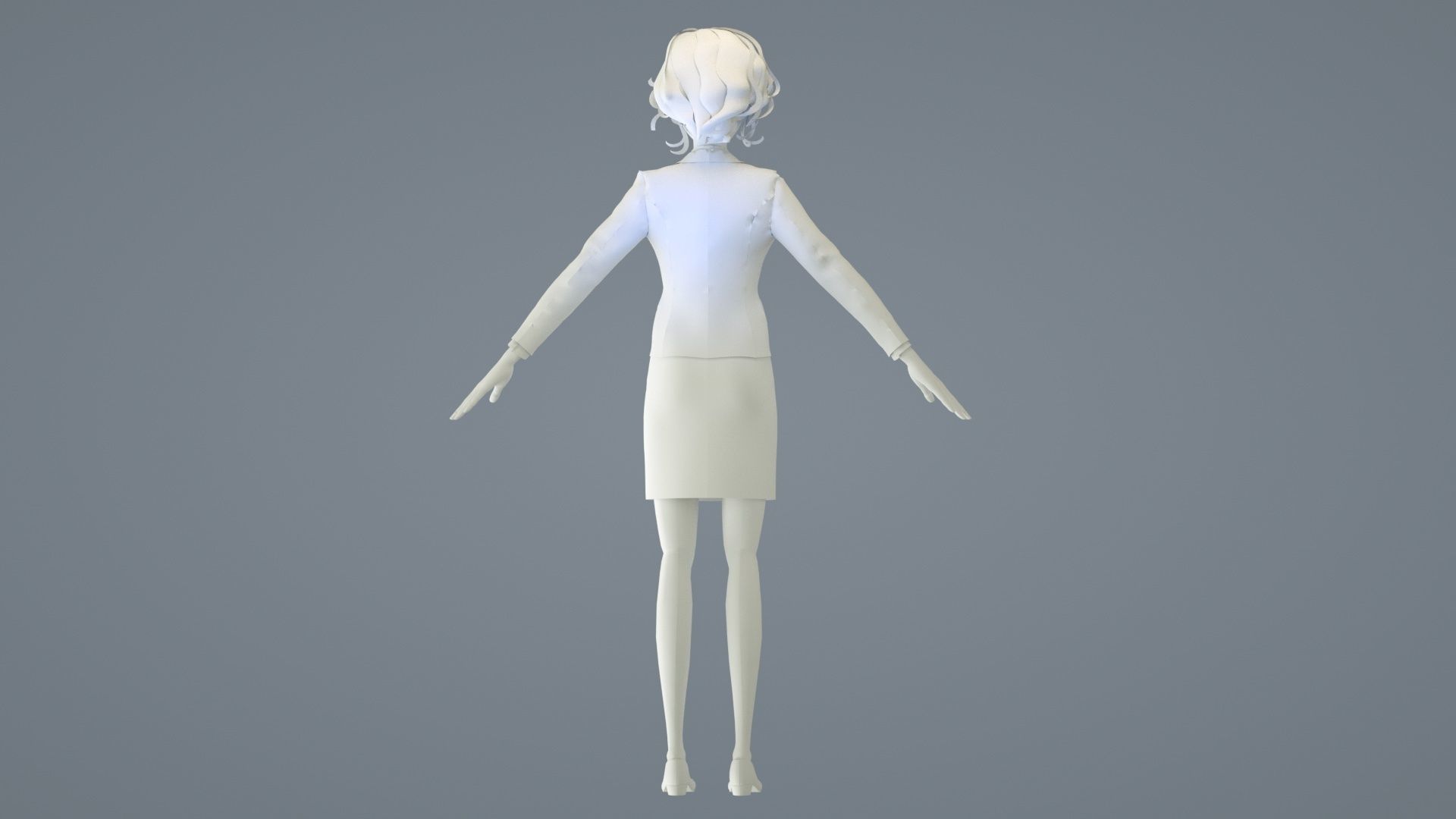 Cartoon female suit white-collar sister secretary clerk 3D model_12