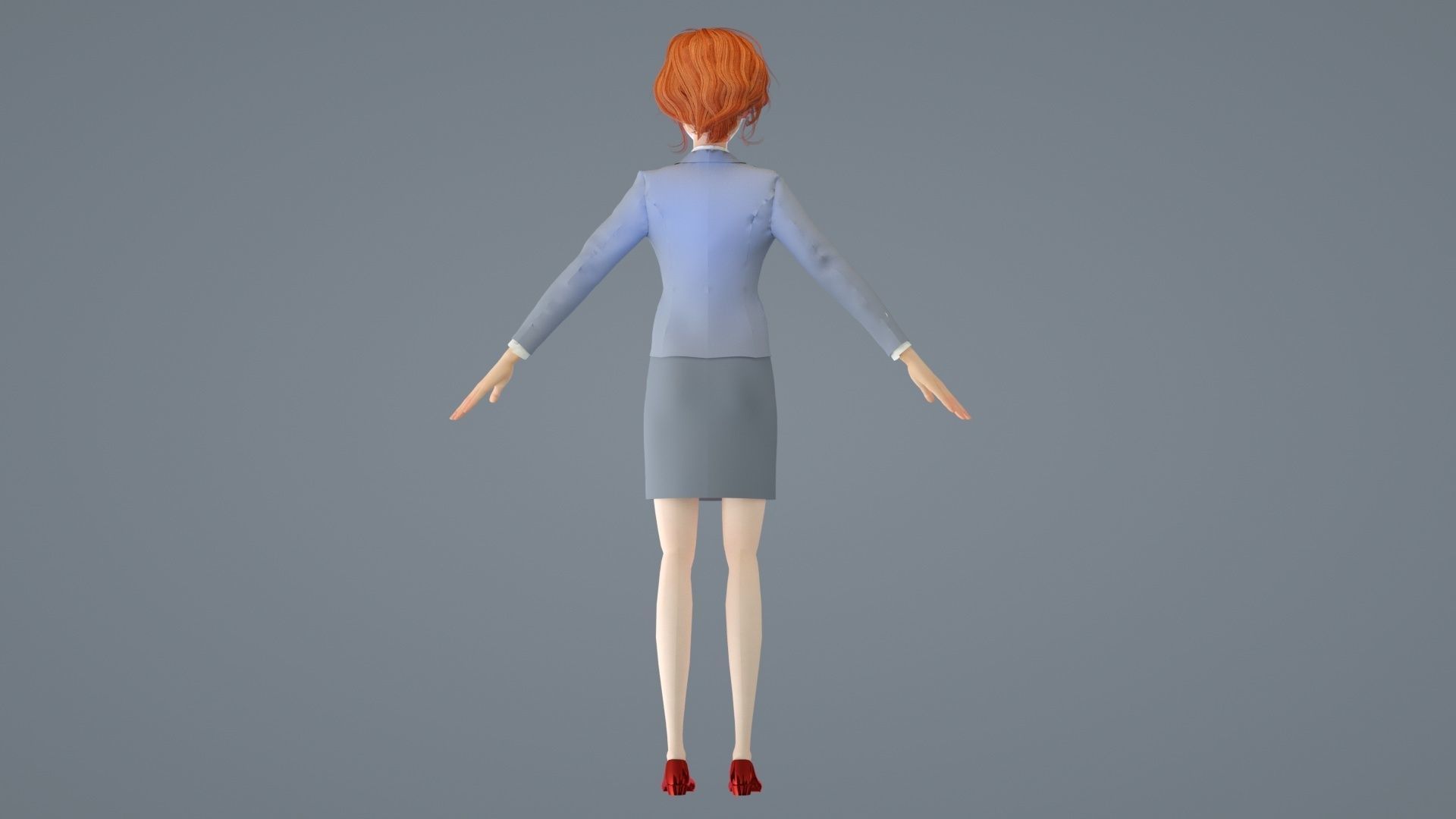 Cartoon female suit white-collar sister secretary clerk 3D model_9