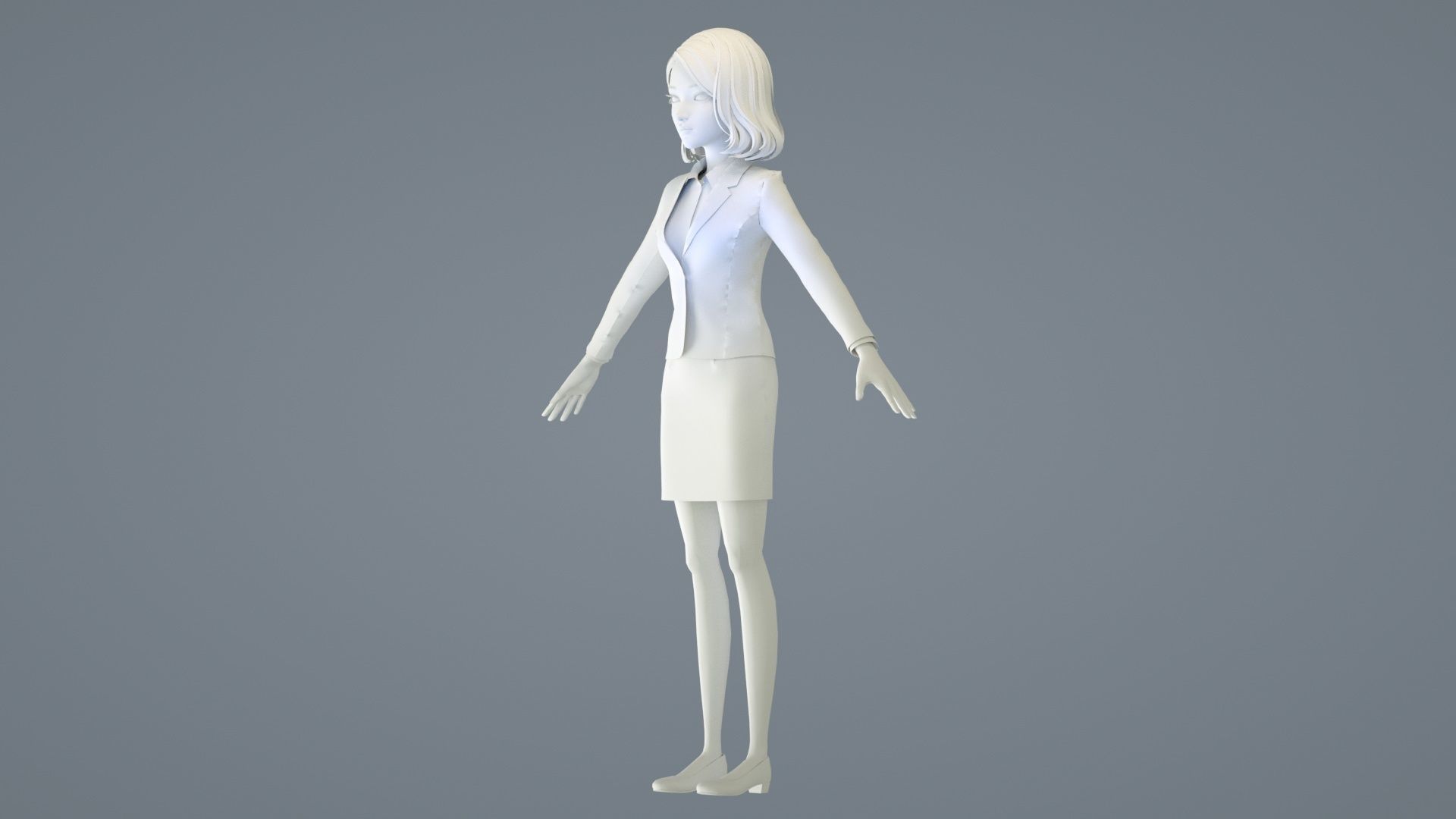 cartoon business woman cartoon woman suit white collar lady suit 3D model_11