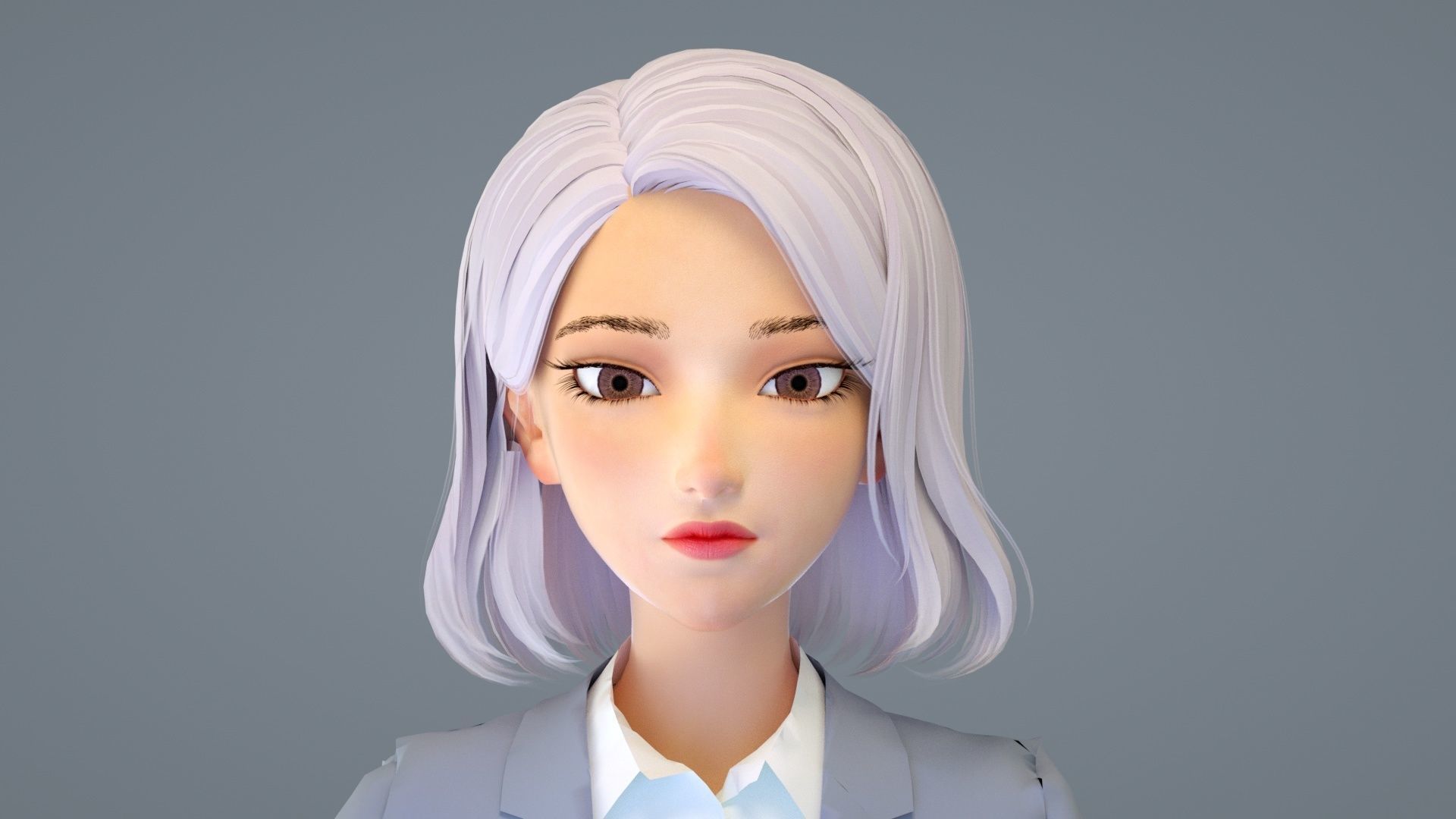 cartoon business woman cartoon woman suit white collar lady suit 3D model_1