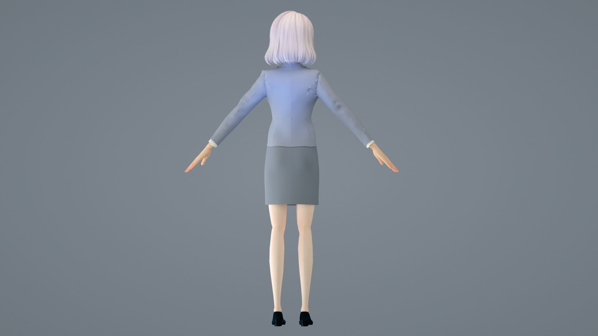 cartoon business woman cartoon woman suit white collar lady suit 3D model_9
