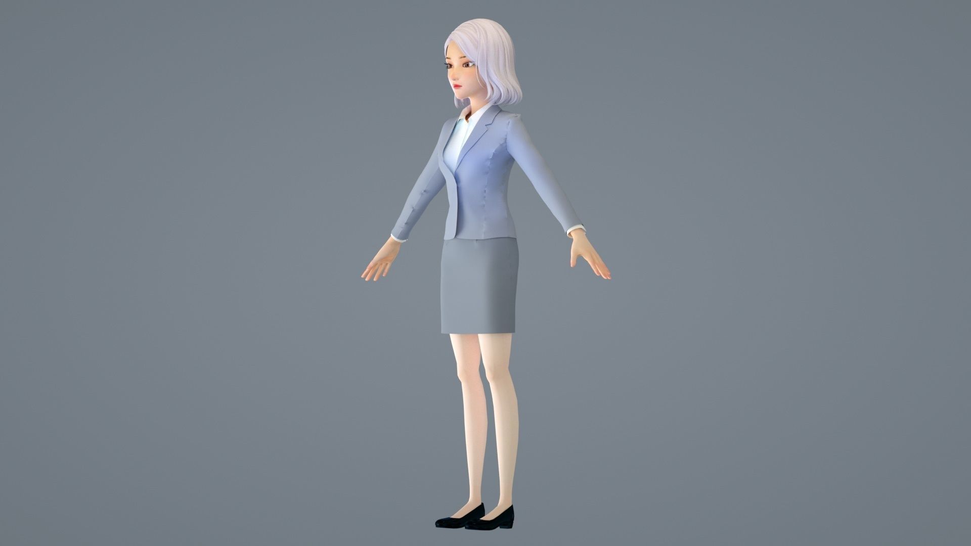 cartoon business woman cartoon woman suit white collar lady suit 3D model_8