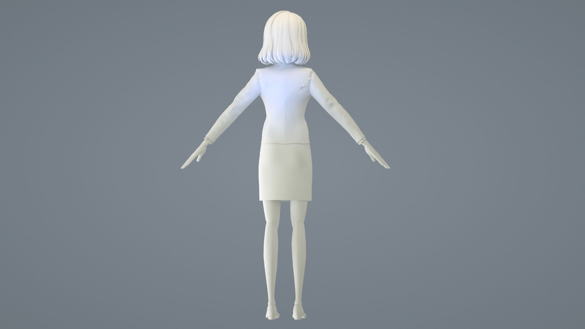 cartoon business woman cartoon woman suit white collar lady suit 3D model_12