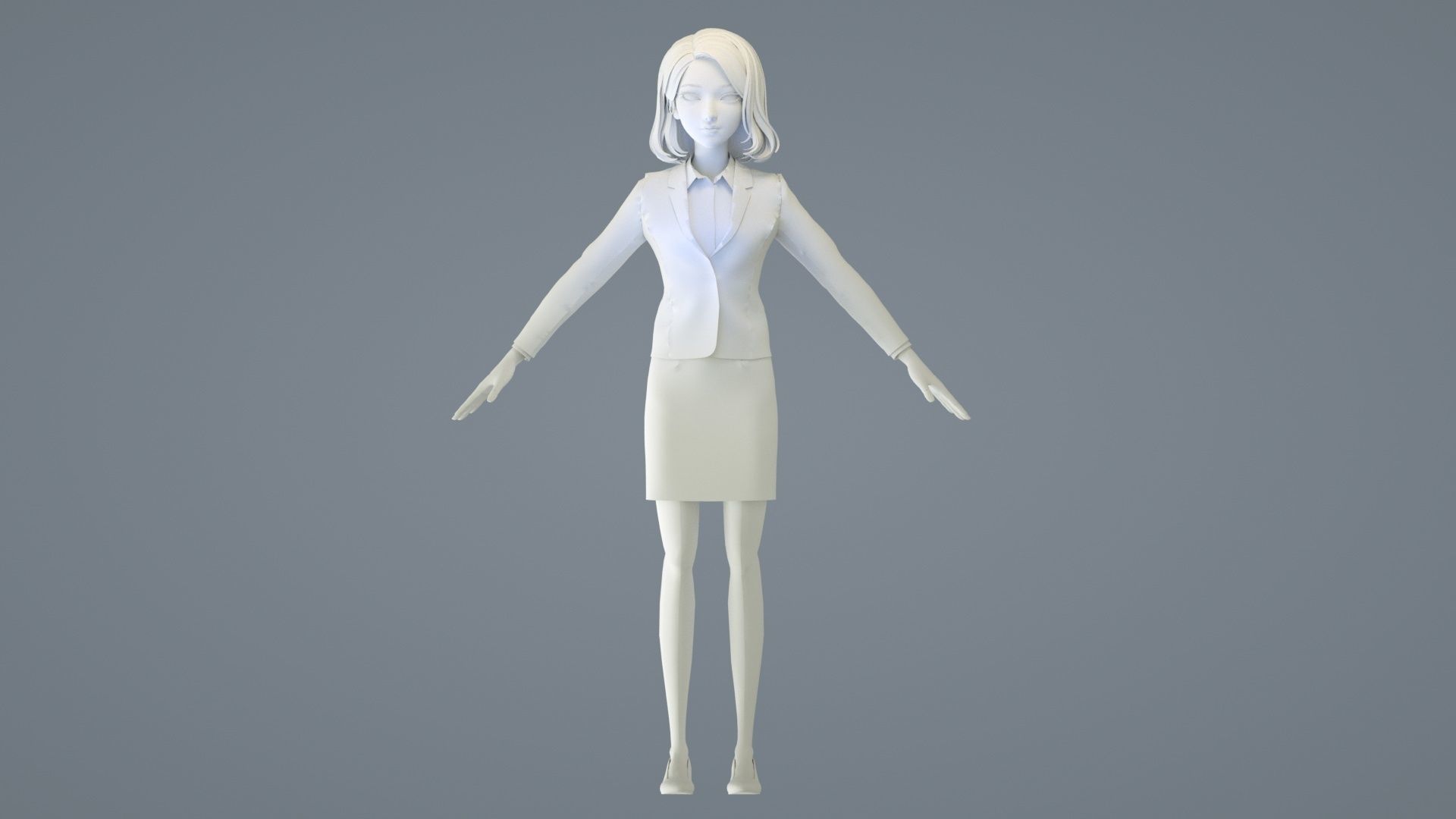 cartoon business woman cartoon woman suit white collar lady suit 3D model_10