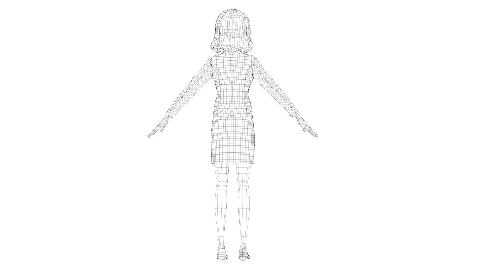 cartoon business woman cartoon woman suit white collar lady suit 3D model_15