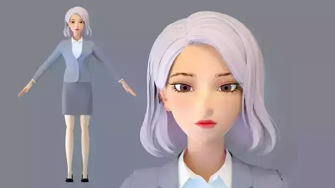 cartoon business woman cartoon woman suit white collar lady suit 3D model