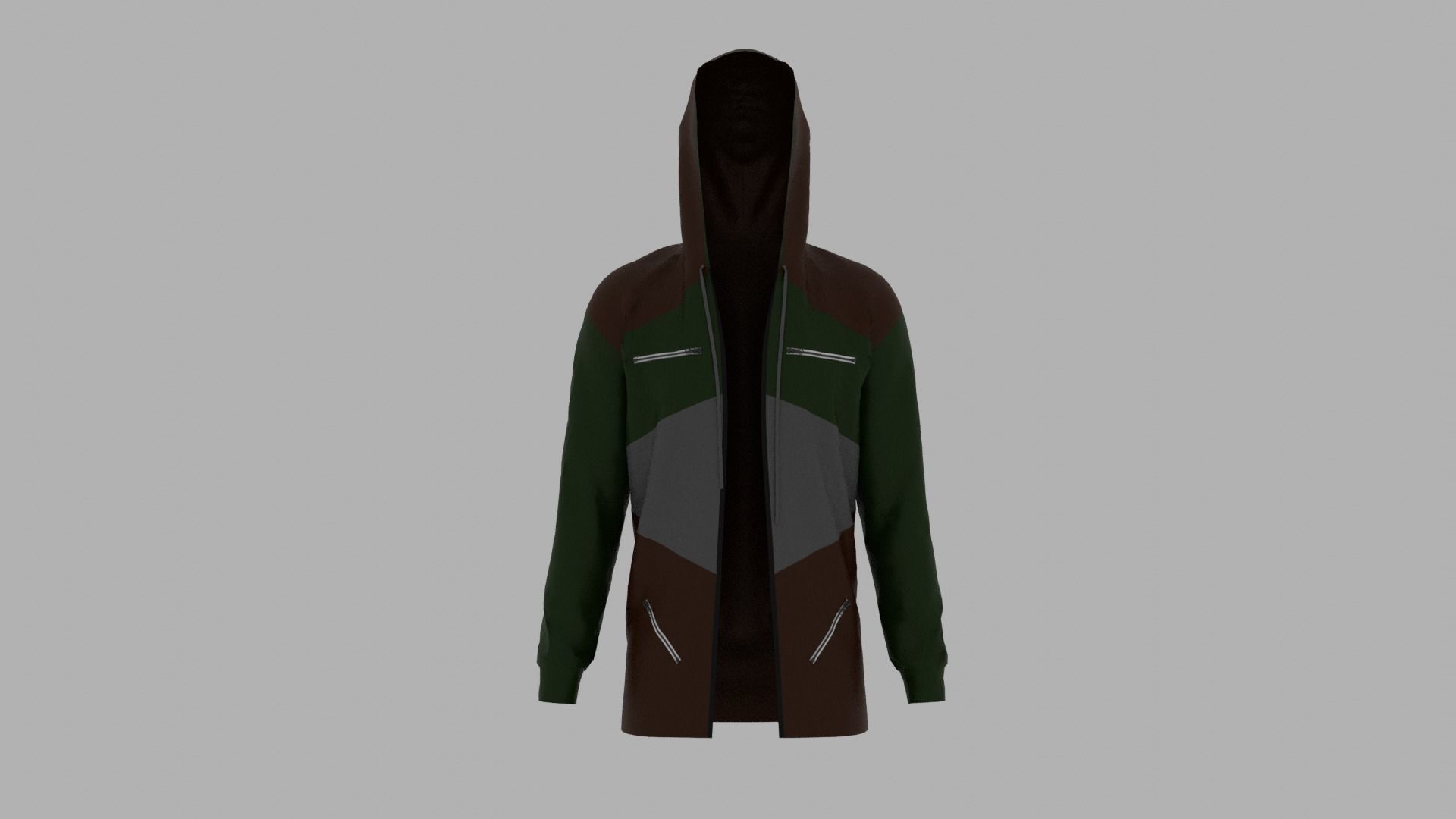 Hoodie mannequin wearing jacket Low-poly 3D model_1