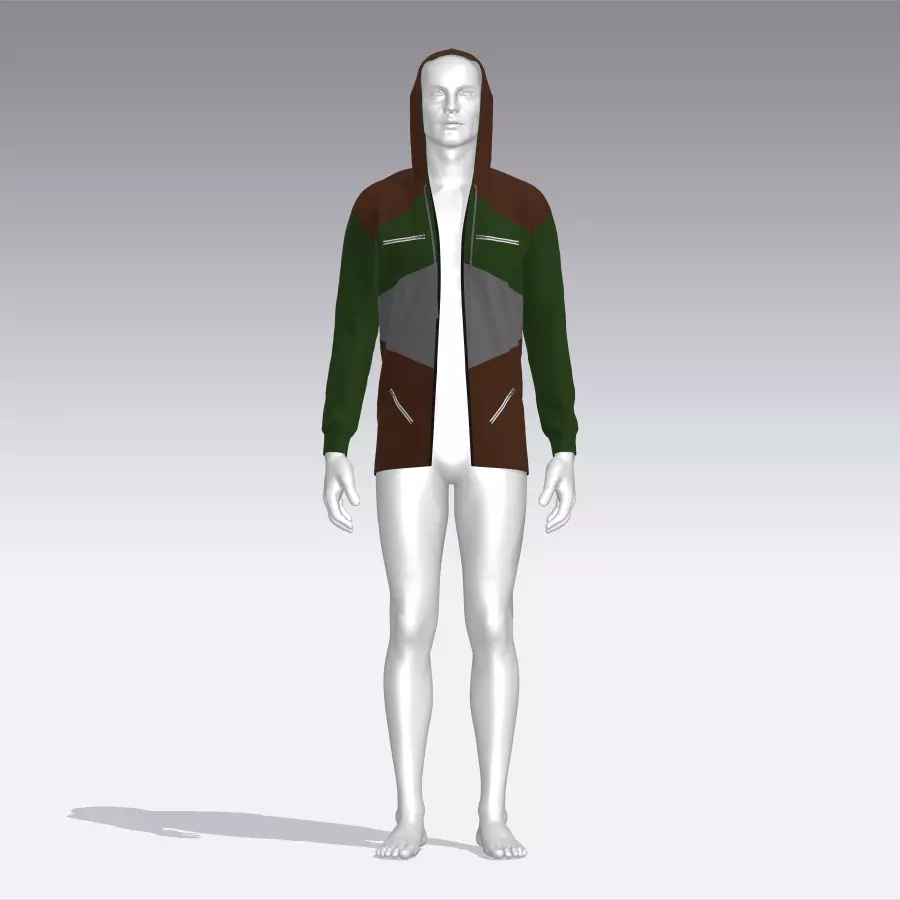 Hoodie mannequin wearing jacket Low-poly 3D model_0