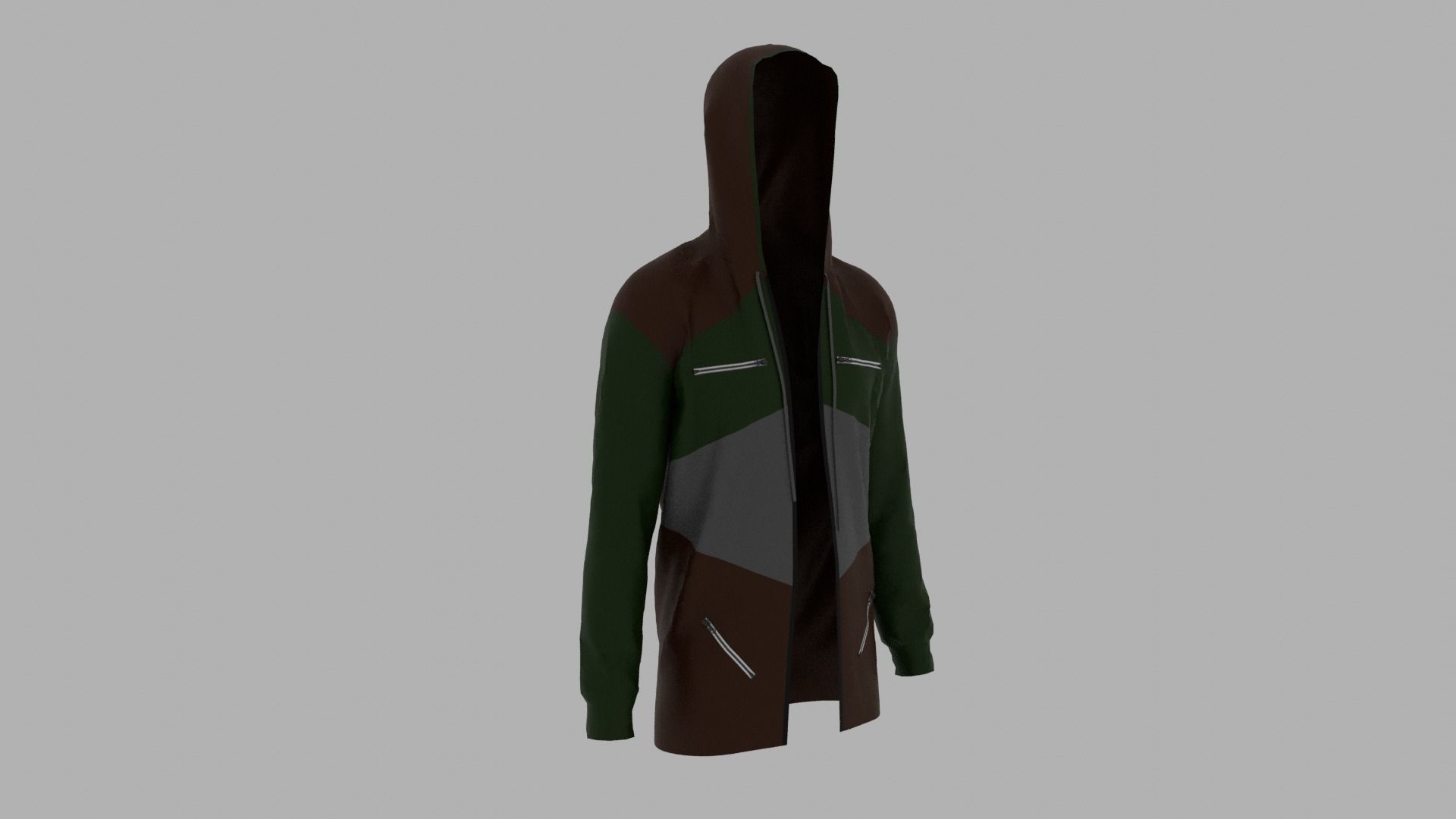 Hoodie mannequin wearing jacket Low-poly 3D model_3